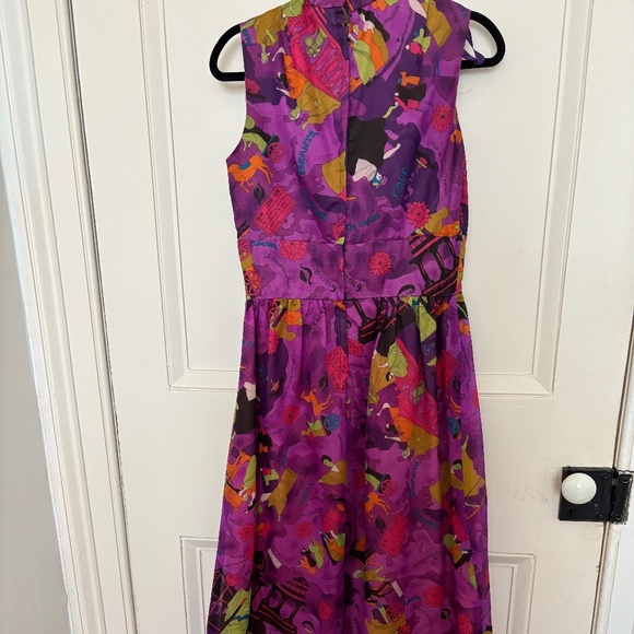 Hippy Style Long Dress with French Writing Size Medium by Nu-Mode - Picture 6 of 10